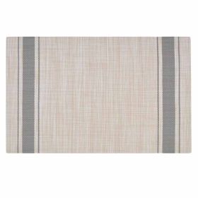 6 Pcs Japanese Style Placemats for Dining Table Everyday Use Woven PVC Kitchen Table Mats 17.7x11.8 inch, Grey