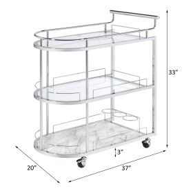 ACME Inyo Serving Cart in Clear Glass & Chrome Finish AC00161