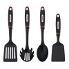 Farberware Soft Grips Set-4 Slotted Turner, Turner, Basting Spoon, and Pasta Server, Black