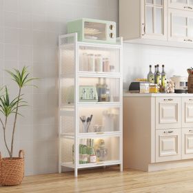 5-layer multifunctional storage cabinet with cabinet door kitchen bread rack pantry storage cabinet  microwave rack storage rack study  living room be