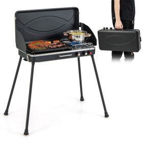 2-in-1 Gas Camping Grill and Stove with Detachable Legs