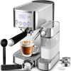 20Bar (ULKA) High Pressure Pump Automatic Espresso Machine Extract 1 / 2 Cup Cappuccino or Latte ESE POD Capsule Filter and Automatic Steam Bar 1.8L W