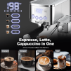 20Bar (ULKA) High Pressure Pump Automatic Espresso Machine Extract 1 / 2 Cup Cappuccino or Latte ESE POD Capsule Filter and Automatic Steam Bar 1.8L W