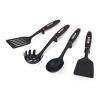 Farberware Soft Grips Set-4 Slotted Turner, Turner, Basting Spoon, and Pasta Server, Black