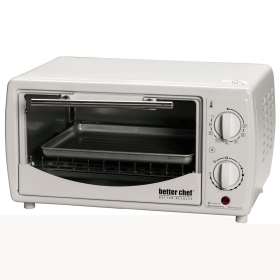 Better Chef 9L Toaster Oven Broiler with Slide-Out Rack and Bake Tray (Color: White)