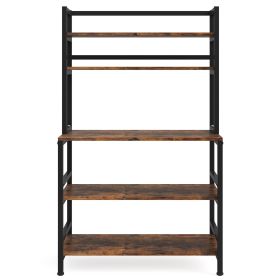 Industrial Kitchen Baker's Rack, 5-Tier Kitchen Utility Storage Shelf (Color: Rustic Brown)